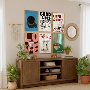 100 Coffee Poster Bundle, Coffee Shop Wall Art Set, Cute Preppy Kitchen Decor, Dopamine Coffee Prints, Retro Cafe Wall Art image 5