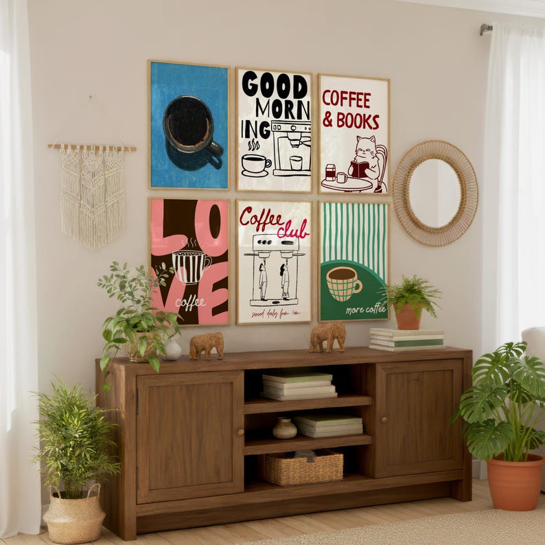 100 Coffee Poster Bundle, Coffee Shop Wall Art Set, Cute Preppy Kitchen Decor, Dopamine Coffee Prints, Retro Cafe Wall Art image 5