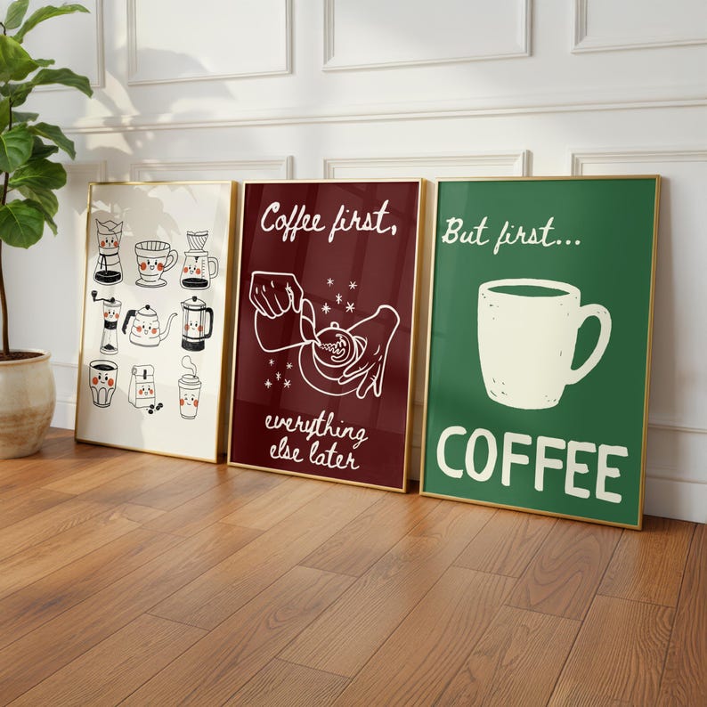 100 Coffee Poster Bundle, Coffee Shop Wall Art Set, Cute Preppy Kitchen Decor, Dopamine Coffee Prints, Retro Cafe Wall Art image 13