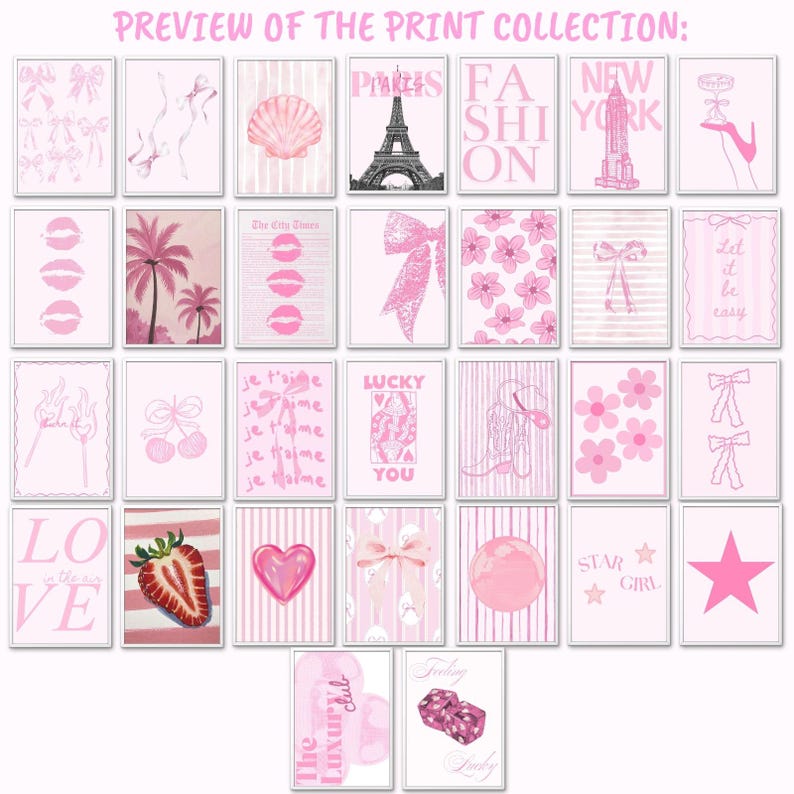 100 impresiones estéticas de Pink Coquette: collage de pared femenino vintage Y2K. Arte digital de ensueño para dormitorios, dormitorios y decoración femenina. imagen 10