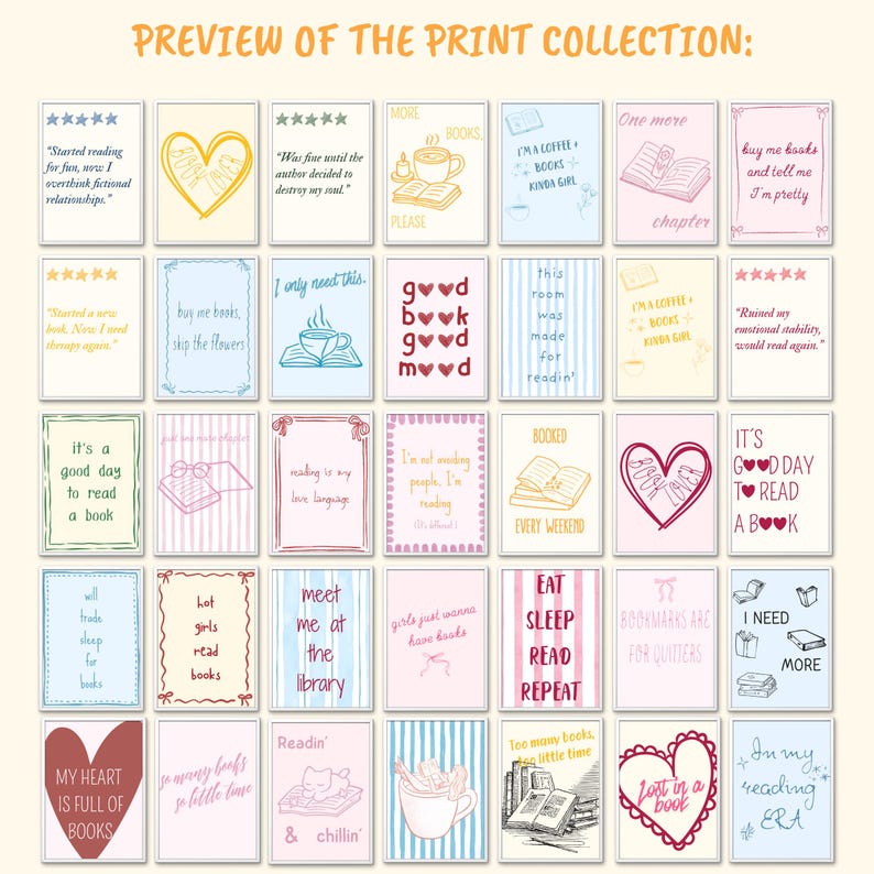 Book Lover Wall Art Prints – Cozy Library Gallery (Digital Download) image 3