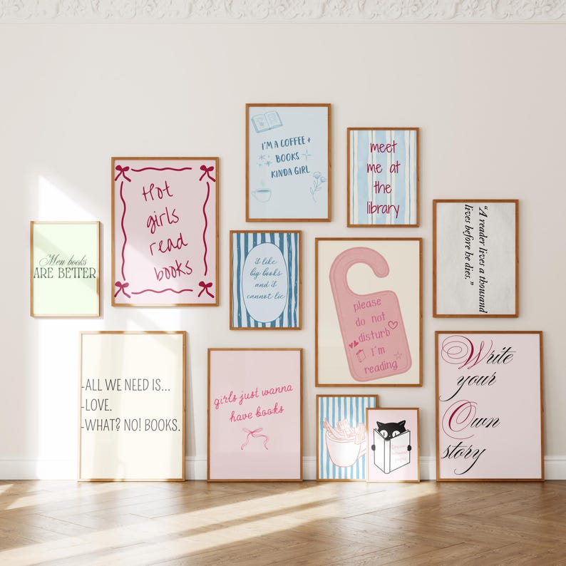 Book Lover Wall Art Prints – Cozy Library Gallery (Digital Download) image 6