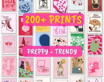 200 Colorful Preppy Dopamine Posters – Trendy Wall Art for Dorms & Bedrooms, Digital Download Prints