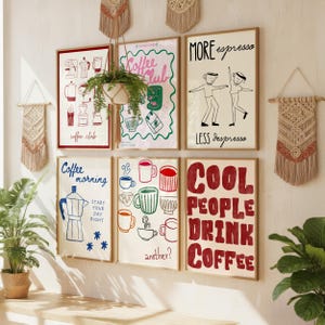 100 Coffee Poster Bundle, Coffee Shop Wall Art Set, Cute Preppy Kitchen Decor, Dopamine Coffee Prints, Retro Cafe Wall Art image 2