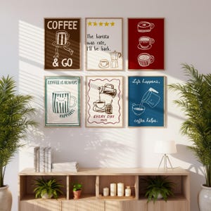 100 Coffee Poster Bundle, Coffee Shop Wall Art Set, Cute Preppy Kitchen Decor, Dopamine Coffee Prints, Retro Cafe Wall Art image 8