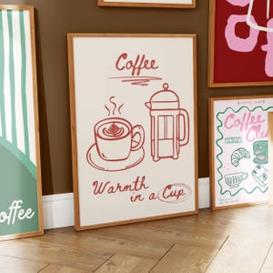 100 Coffee Poster Bundle, Coffee Shop Wall Art Set, Cute Preppy Kitchen Decor, Dopamine Coffee Prints, Retro Cafe Wall Art image 18