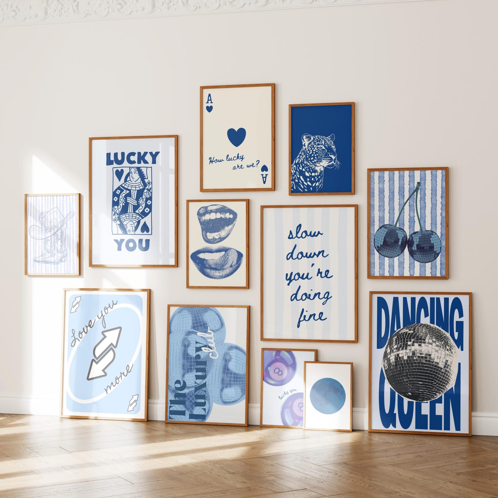 Blue Preppy Y2K Wall Art Set of 85 – Trendy Retro Gallery Wall Prints ...