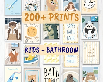 Kids Bathroom Prints | 200+ Funny Animal Art (Digital Download)