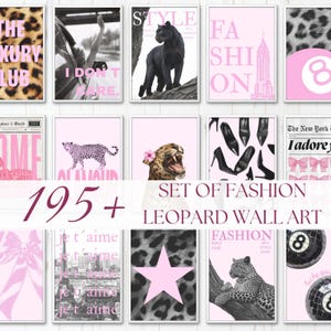 195 Pink Leopard Print Wall Art Set | Y2K Coquette Decor (Digital Download)