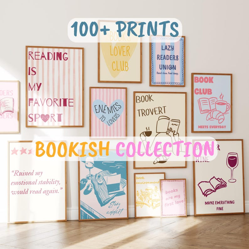 Book Lover Wall Art Prints – Cozy Library Gallery (Digital Download) image 1
