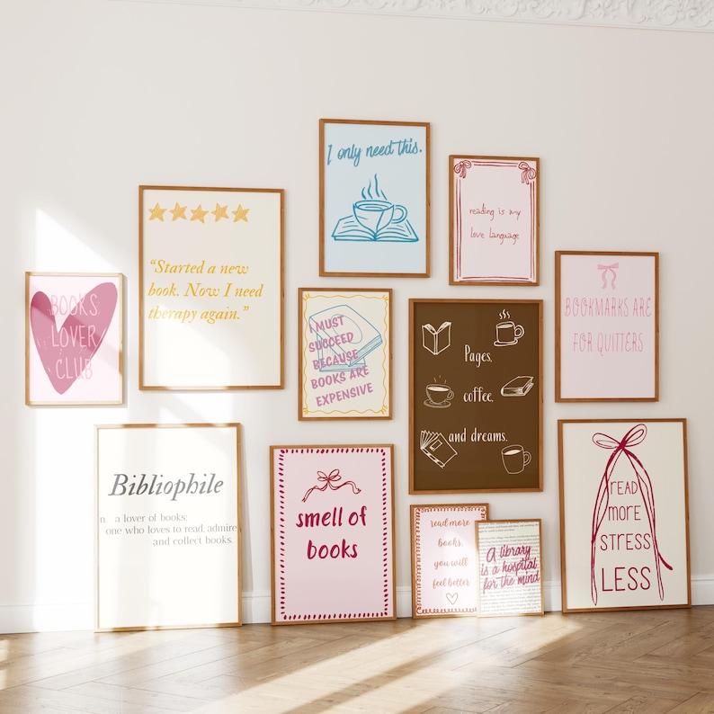 Book Lover Wall Art Prints – Cozy Library Gallery (Digital Download) image 4
