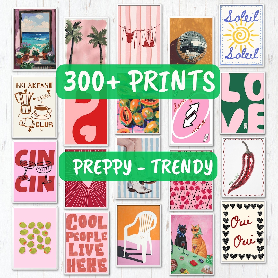 300 Preppy Prints – Trendy Dorm Room Wall Art (digital Download) - Etsy