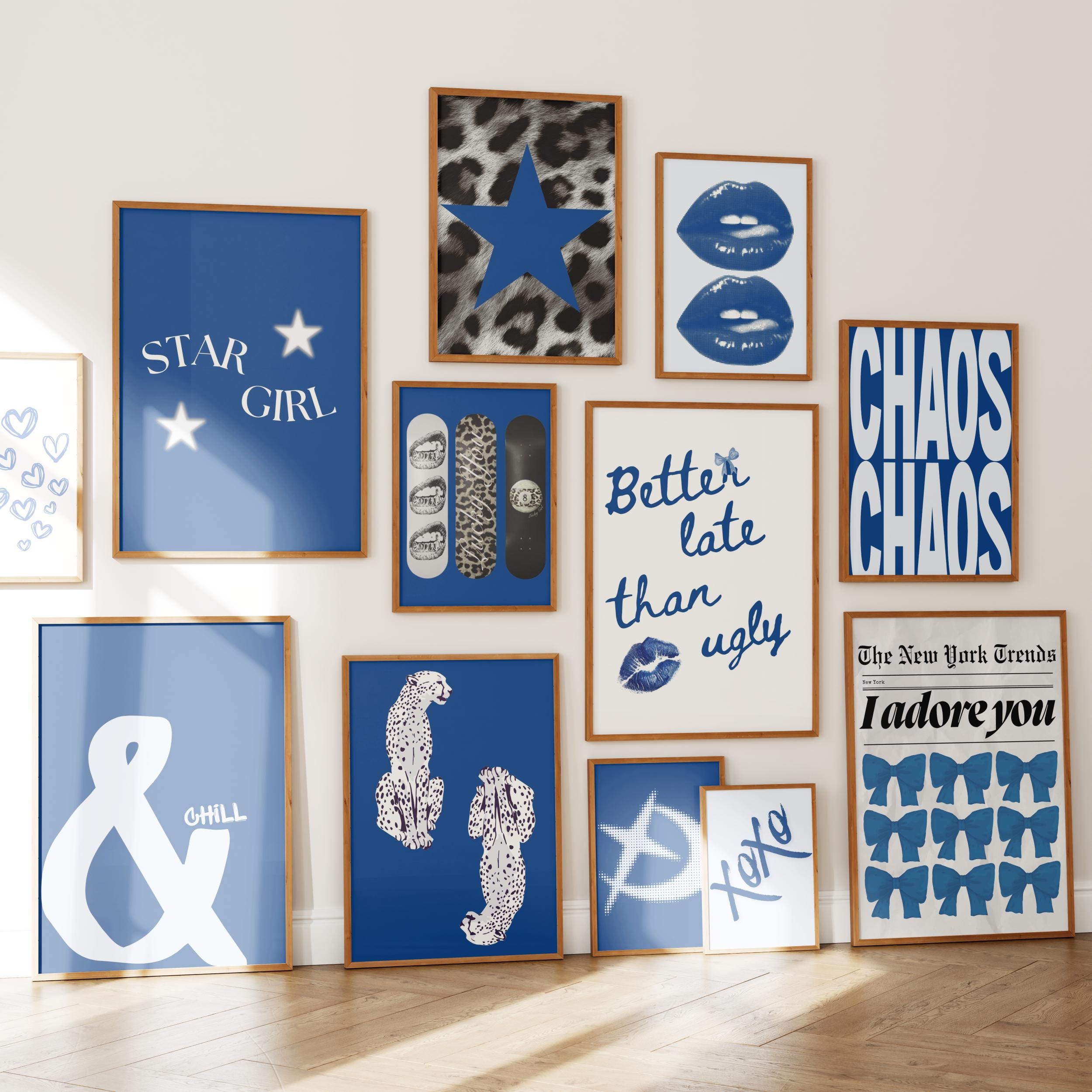 Blue Preppy Y2K Wall Art Set of 85 – Trendy Retro Gallery Wall Prints ...