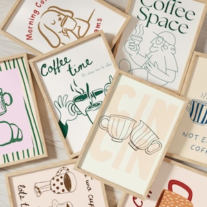 100 Coffee Poster Bundle, Coffee Shop Wall Art Set, Cute Preppy Kitchen Decor, Dopamine Coffee Prints, Retro Cafe Wall Art image 9