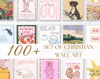 100 Christian Scripture Art Prints, Trendy Faith Decor (Digital Download)
