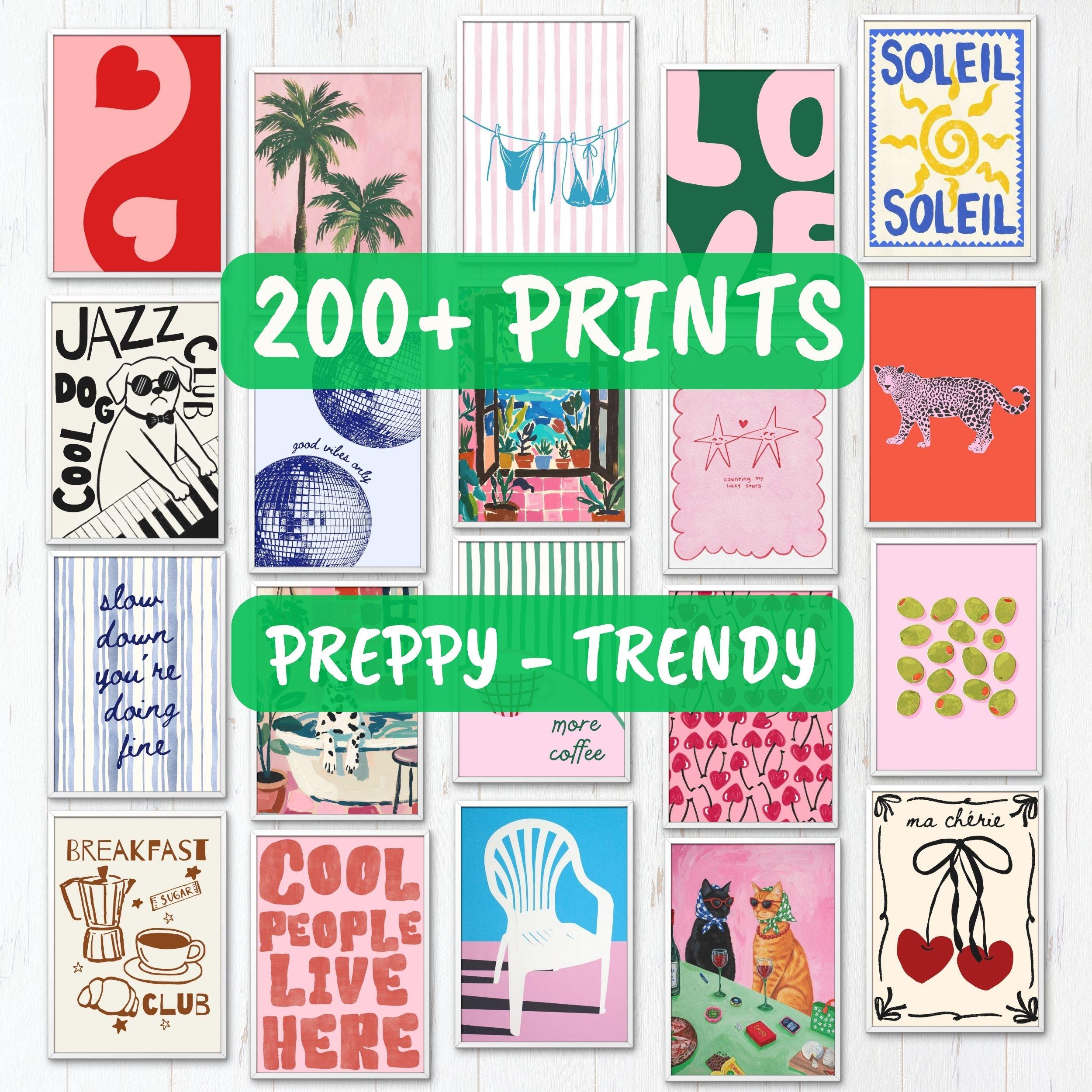 200 Preppy Gallery Wall Art Prints | Retro Eclectic Decor (digital