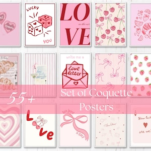 55 Coquette Aesthetic Posters | Vintage-Inspired Wall Art Collage Kit | Romantic & Dreamy Digital Prints for Bedroom Decor