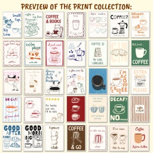 100 Coffee Poster Bundle, Coffee Shop Wall Art Set, Cute Preppy Kitchen Decor, Dopamine Coffee Prints, Retro Cafe Wall Art image 7