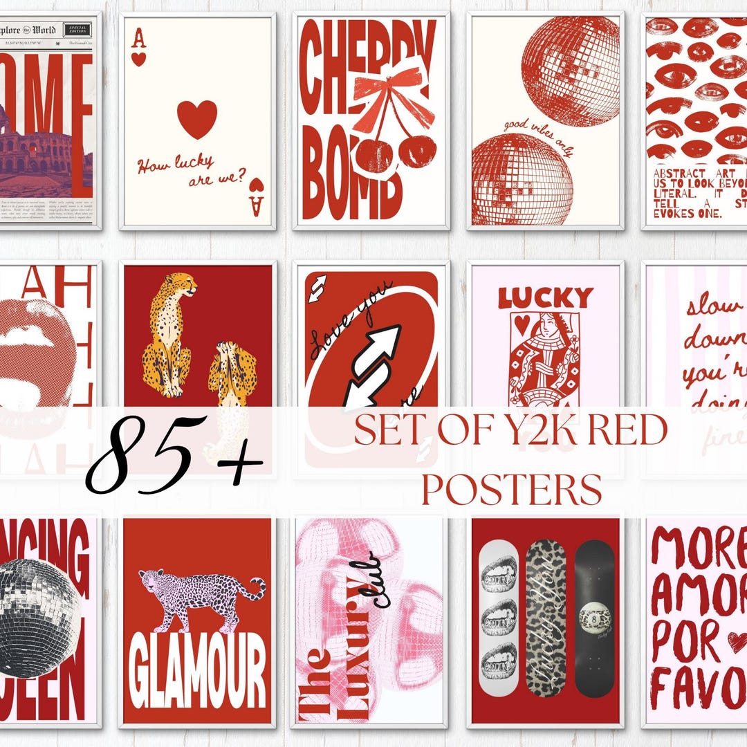 85 Y2K Fashion Wall Art Prints: Red and Black Leopard Set - Etsy