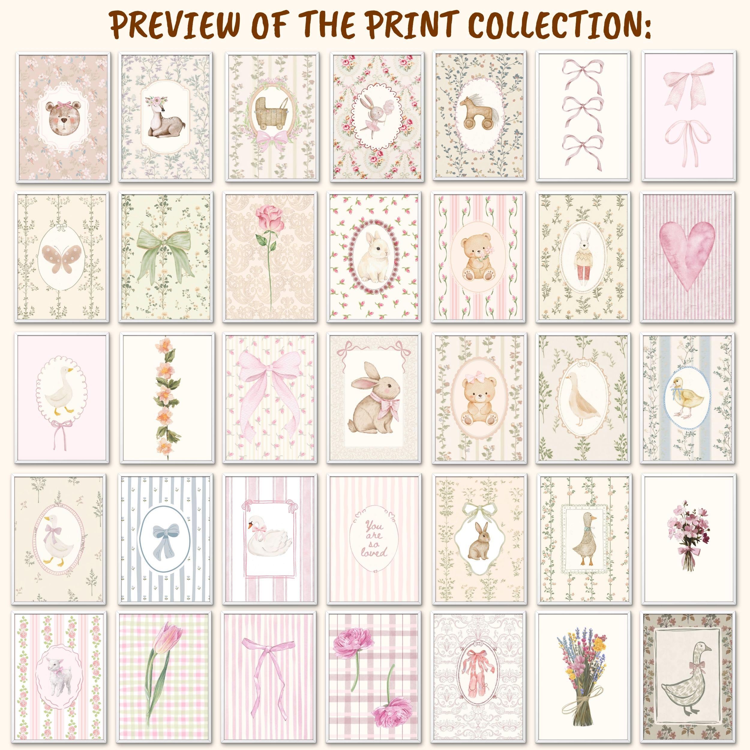 100 Cottagecore Nursery Wall Art Set, Vintage Floral Pastel Prints ...