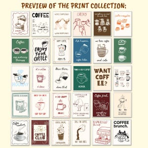 100 Coffee Poster Bundle, Coffee Shop Wall Art Set, Cute Preppy Kitchen Decor, Dopamine Coffee Prints, Retro Cafe Wall Art image 10