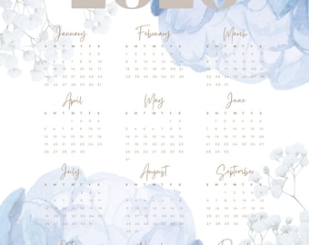 2026 Floral Year At-A-Glance Calendar: 8.5x11 Printable (PDF Download)