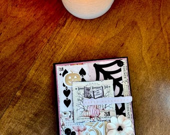 Halloween Mini Scrapbook Album, Retro Pink Theme, Accordion Pages