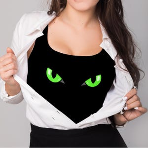 Green Evil Cat Eyes SVG Silhouette for Halloween Decor, Scary Glowing Eyes Clipart, Spooky Animal Face PNG PDF for Cricut and Sublimation