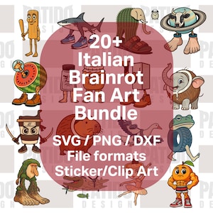Italian Brainrot 20+ Characters SVG PNG Bundle with Ballerina Crocodile Thung Thung Sahur Tralalero for Stickers Cricut Sublimation Clipart