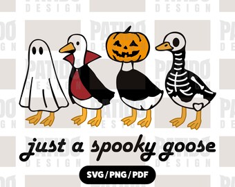 Just a Spooky Goose SVG PNG PDF | Funny Halloween Goose Clipart Bundle for Cricut & Silhouette | Cute Goose Costumes Digital Download
