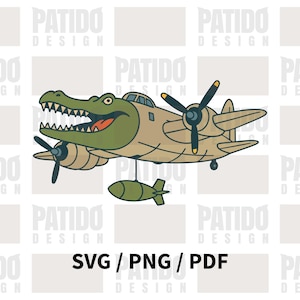 Bombardiro Crocodilo Alligator Bomber Plane Meme SVG PNG PDF | Italian Brainrot Weirdcore Surreal Funny Military Hybrid Art File