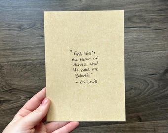 And This Is The Marvel of Marvels; That He Called Me Beloved C.S. Lewis Art Minimalist Vintage Style Print Earth Tone Christian Decor