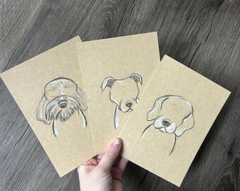 Custom Dog and Cat Portrait Sketch Drawing from Your Photo Personalized Memorial Gift Hand Drawn Original Charcoal Pencil Wall Art Keepsake