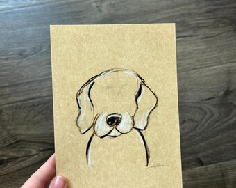 Minimalist Dog Sketch Hand Drawn Vintage Style Puppy Art Print Earth Tone Wall Art Dog Theme Wall Art Timeless Vintage Home Decor