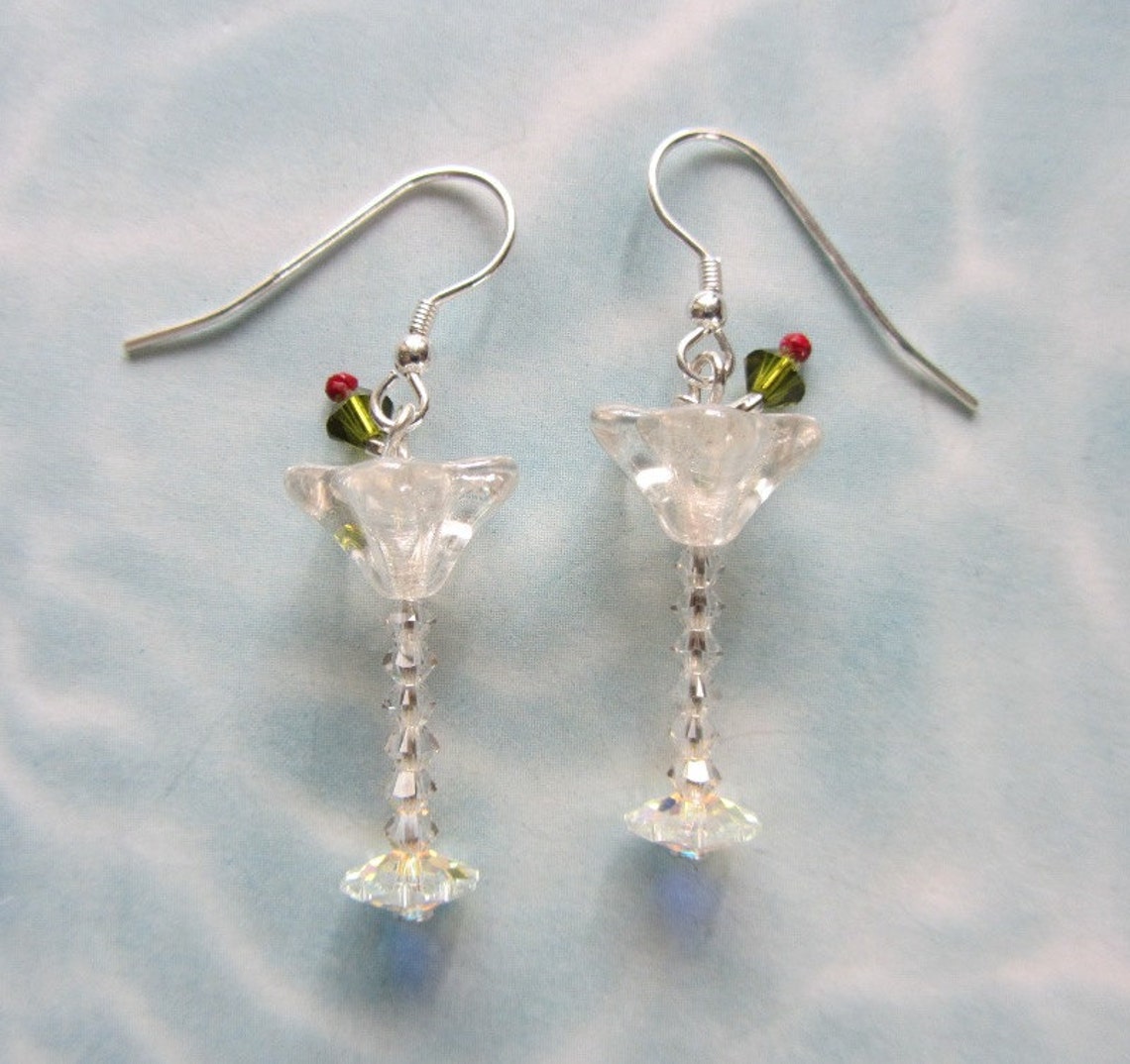 Martini Glasses Earrings With Olive and a Pimento Free US Etsy