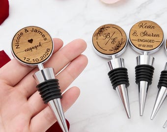 Tapón de vino de compromiso personalizado, tapón de botella con nombre personalizado, tapón de botella grabado, regalo de aniversario para él, recuerdo para amantes del vino.