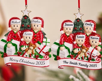 Personalisierte Harz Familie Ornament 2025, Benutzerdefinierte Familien Ornament, Weihnachtskugel mit Namen, Weihnachtsbaum Dekor, Weihnachtsgeschenk