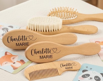 Benutzerdefinierte Baby-Geschenk Mädchen Personalisierte Baby-Haarbürste aus Holz Benutzerdefinierte Babybürste Baby-Dusche-Geschenk Mädchen-Baby-Andenken-Geschenk-Jungen-Geschenk