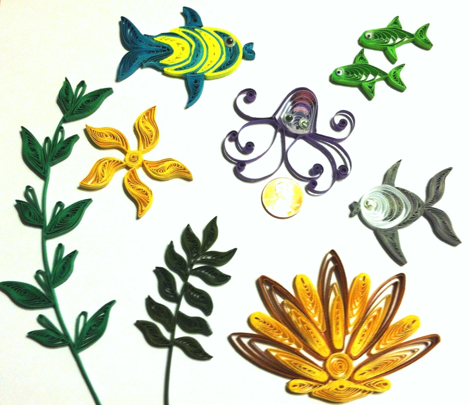 9 pc QUILLING Fun Quilled Vacation Embellishments of OCEAN or Etsy