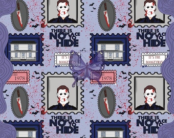 Michael Myers inspired seamless file, digital file, 300dpi, 12x12, Handdrawn , pattern, Michael ,horror, Myers , Halloween