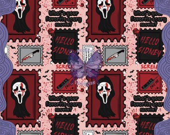 Ghostface inspired seamless file, digital file, 300dpi, 12x12, Handdrawn , pattern, scream,horror, Ghostface, Halloween