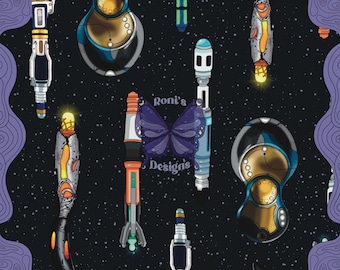 Doctor who sonic screwdriver inspired seamless file, digital file, 300dpi, 12x12, Handdrawn , pattern, tardis, sci-fi, sonic