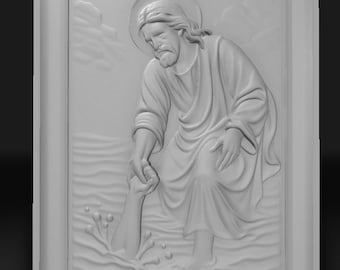 Jesus Rettende Hand STL 3D Relief Modell Digital Download Christian Wand Kunst Katholischen Dekor