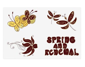 Brown and Gold Butterfly Sticker Sheet