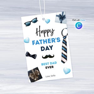Editable Father&#39;s Day Tag, Best Dad Ever Tag, Happy Father&#39;s Day Tag, Printable Tag, Dad Gift Tag, Happy Father&#39;s Day Favor Tags