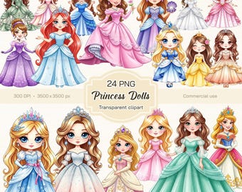 Imágenes prediseñadas de muñecas princesas, imágenes prediseñadas de princesas lindas, chicas kawaii, imágenes prediseñadas de princesas adorables, muñecas PNG, imágenes prediseñadas transparentes