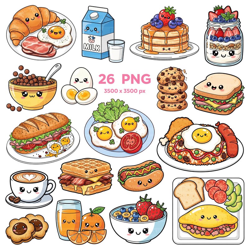 Kawaii Food Clipart - Etsy