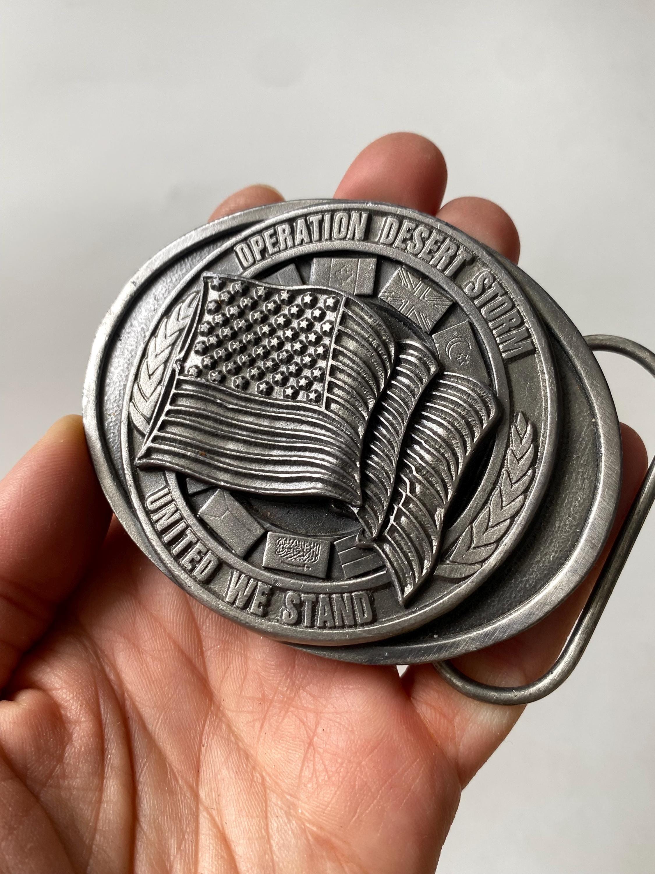 Vintage Operation Desert Storm United We Stand Belt Buckle, US