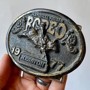 Vintage Rodeo Belt Buckles, Collectible Hesston 1977, National Finals Rodeo Buckle, National Rodeo Finals Souvenir Buckle, 1970s Belt Buckle