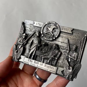 Vintage Pewter Belt Buckle: Bill of Rights 200th Anniversary NRA Commemorative
